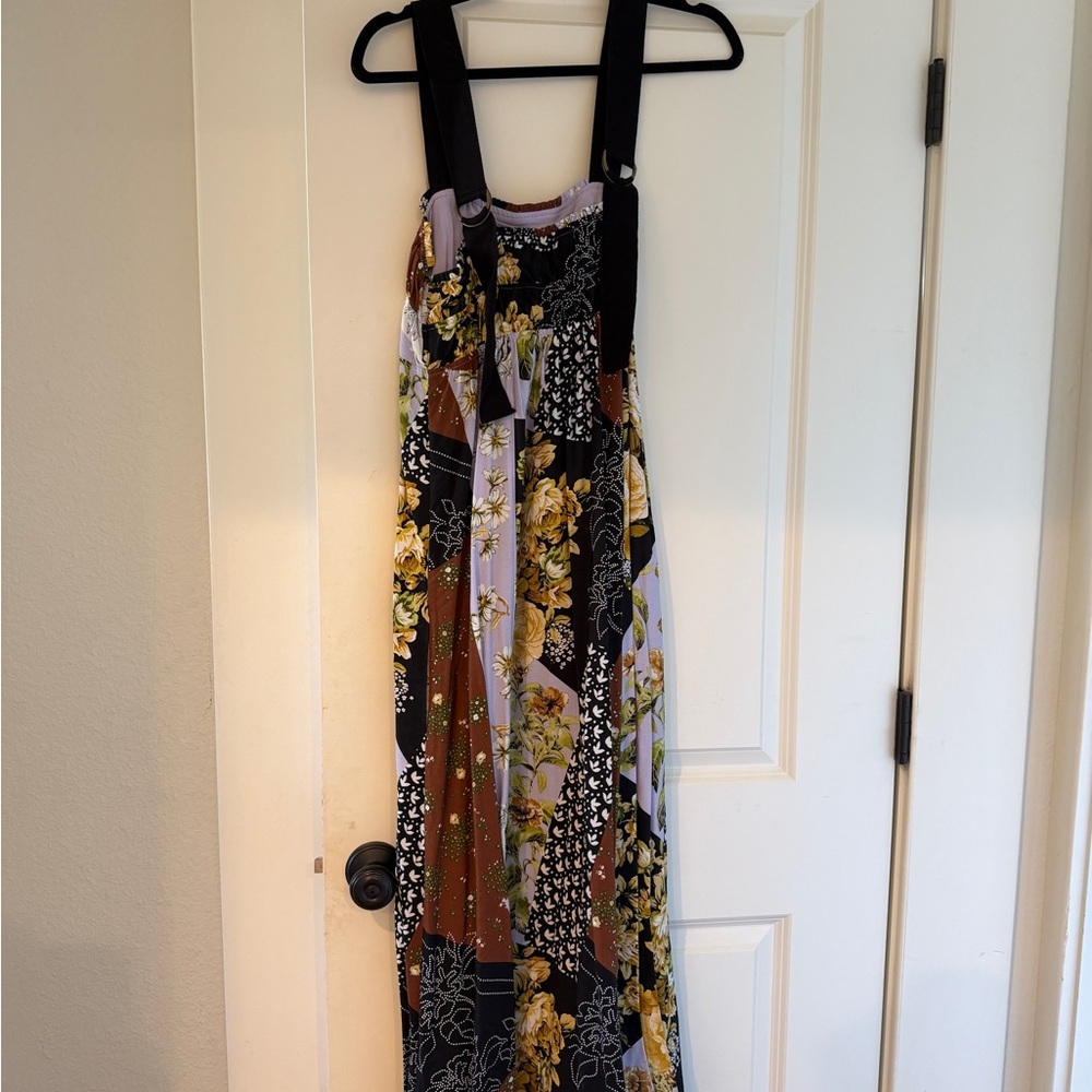 Anthropologie Floral Maxi Dress - Black, Yellow, Purple